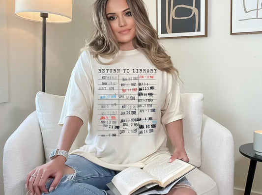 Return To Library Vintage Card Book Due Date Bookish Gift T-Shirt / Sweatshirt / Hoodie