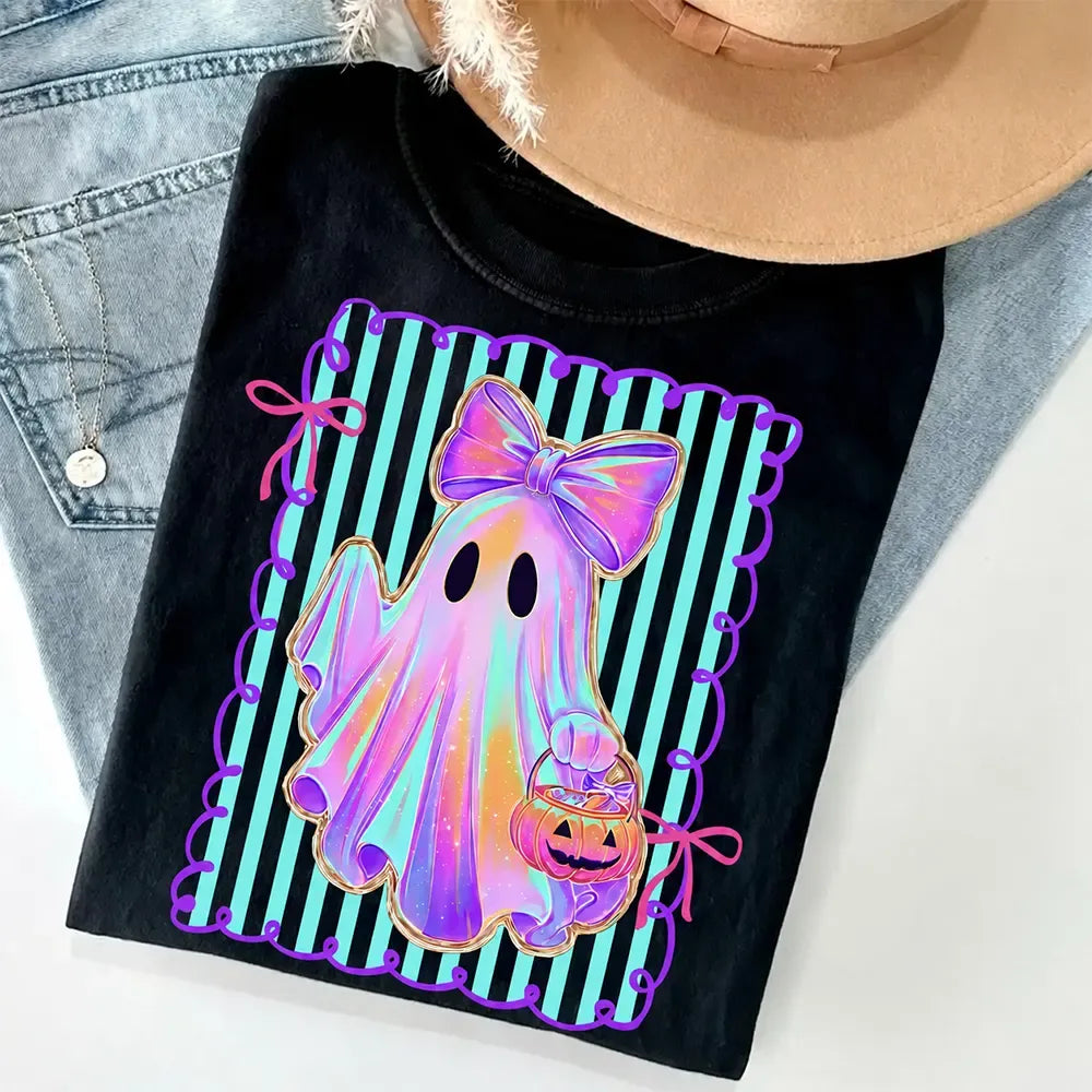 Cute Bow Boo Ghost Spooky Season Pumpkin Coquette T-Shirt / Sweatshirt / Hoodie