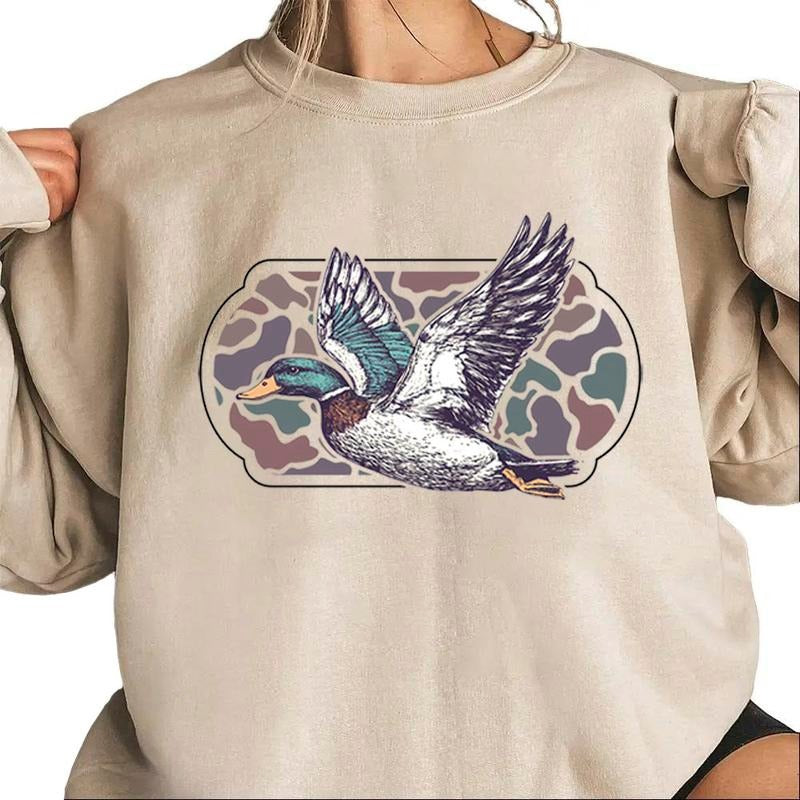 Camo Flying Mallard Bird Old School Camo Vintage T-Shirt / Sweatshirt / Hoodie