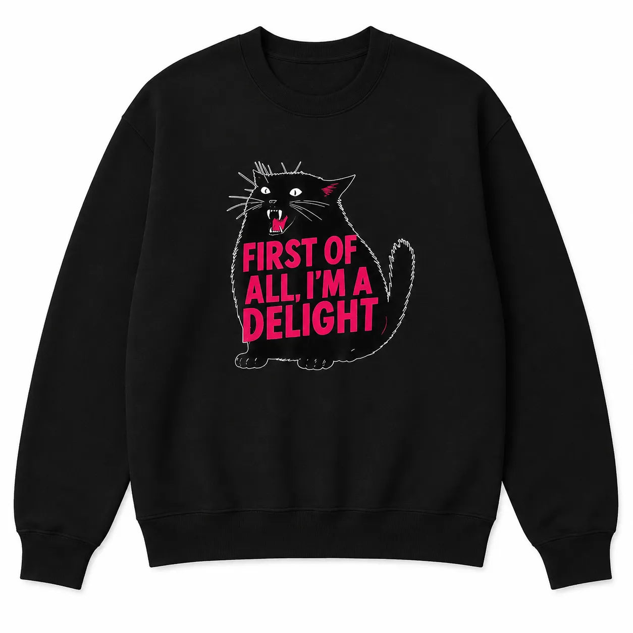 First Of All I'm a Delight Funny Cat Sarcastic Quote T-Shirt / Sweatshirt / Hoodie
