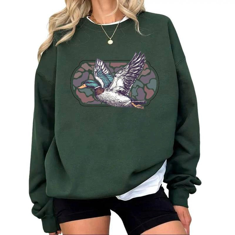 Camo Flying Mallard Bird Old School Camo Vintage T-Shirt / Sweatshirt / Hoodie