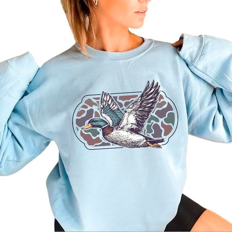 Camo Flying Mallard Bird Old School Camo Vintage T-Shirt / Sweatshirt / Hoodie