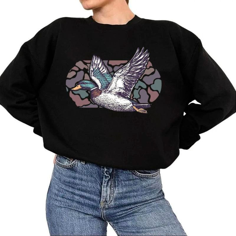 Camo Flying Mallard Bird Old School Camo Vintage T-Shirt / Sweatshirt / Hoodie
