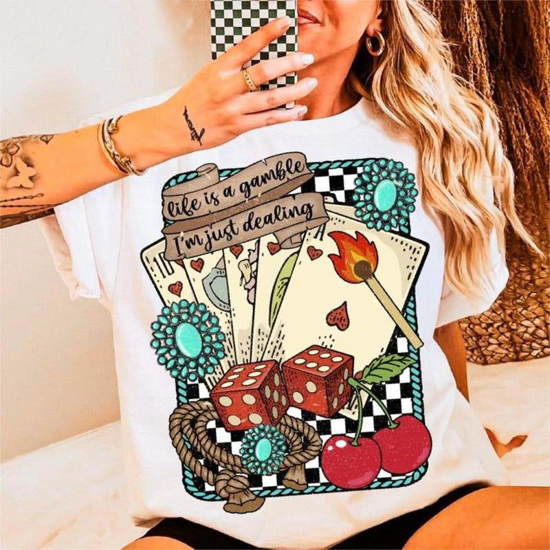 Life is a Gamble Retro Turquoise Western T-Shirt / Sweatshirt / Hoodie