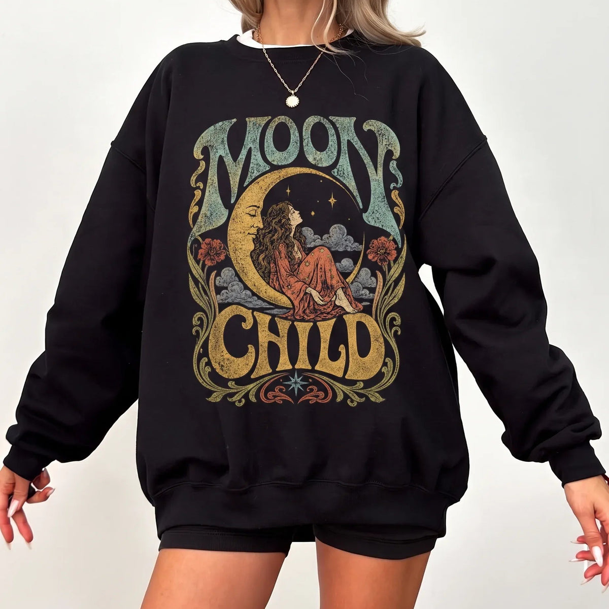 Moon Child Celestial Boho Graphic 70s Retro Hippie T-Shirt / Sweatshirt / Hoodie