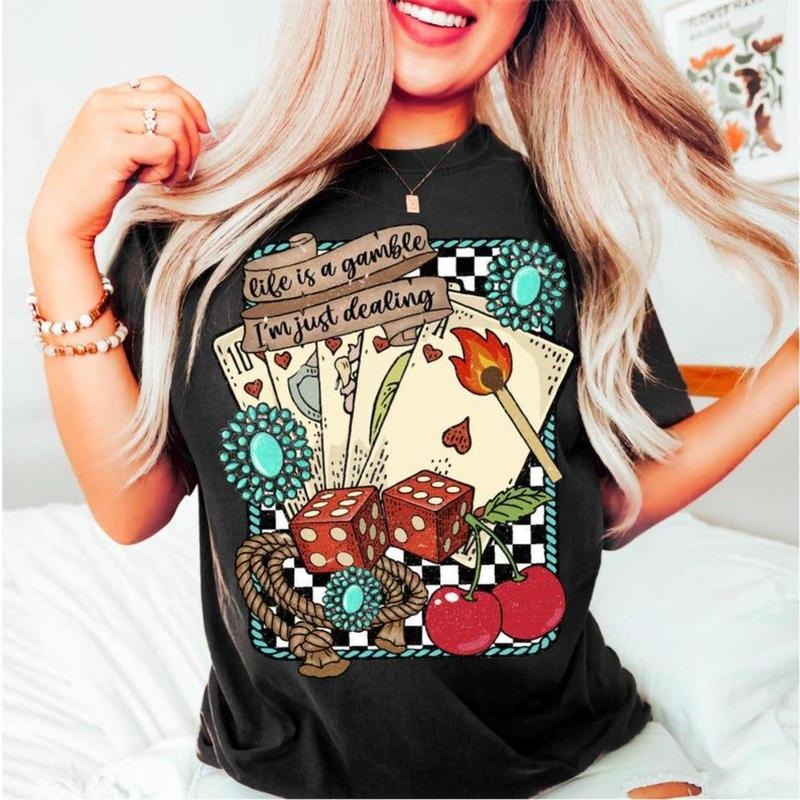 Life is a Gamble Retro Turquoise Western T-Shirt / Sweatshirt / Hoodie