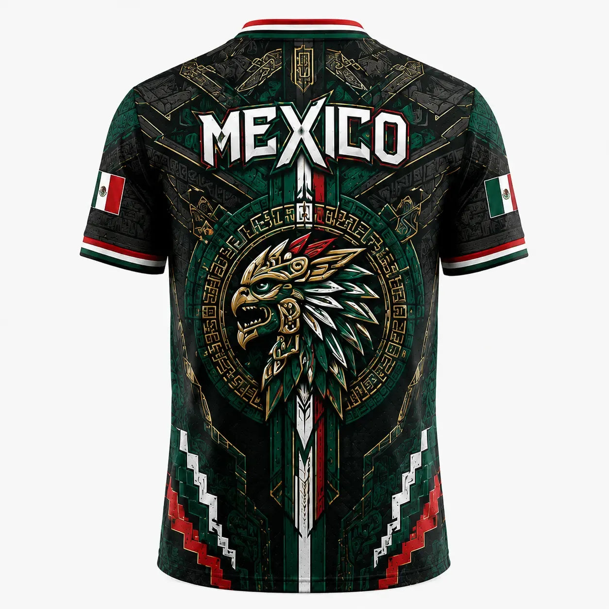 Mexico Eagle Warrior V-Neck Aztec Calendar Graphic Football Jersey