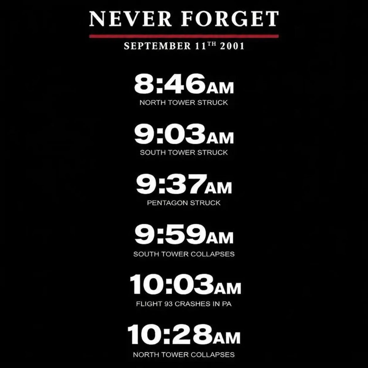 Never Forget September 11 Memorial Timeline T-Shirt / Sweatshirt / Hoodie