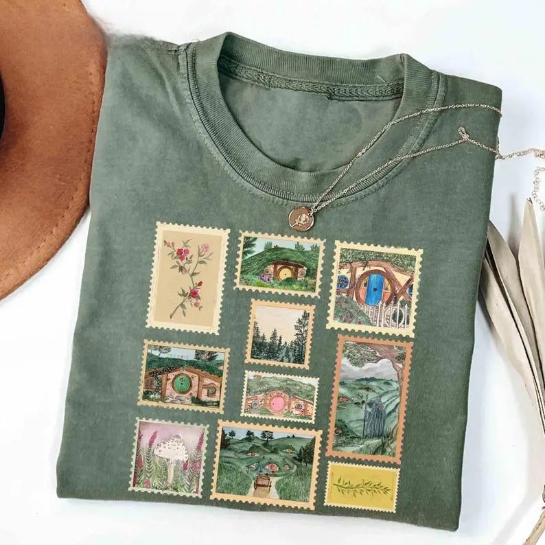 Tolkien Inspired Fantasy Vintage The Shire Stamp Bookish Fellowship Nerdy Fan Gift T-Shirt / Sweatshirt / Hoodie