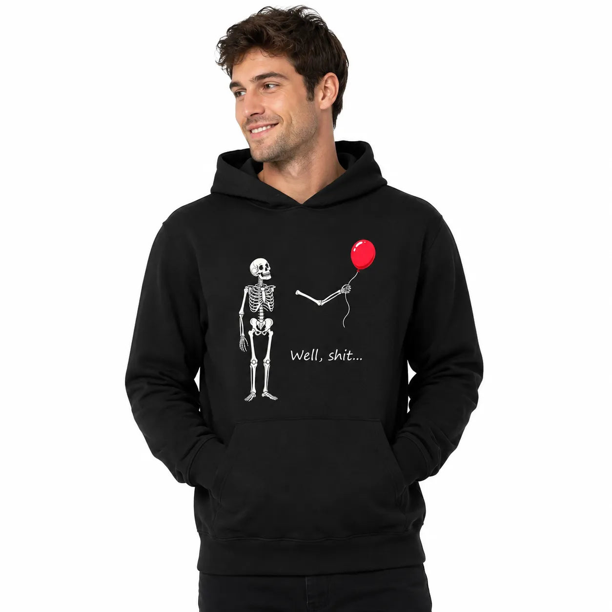 Funny Skeleton Balloon Dark Humor Graphic Halloween Style T-Shirt / Sweatshirt / Hoodie