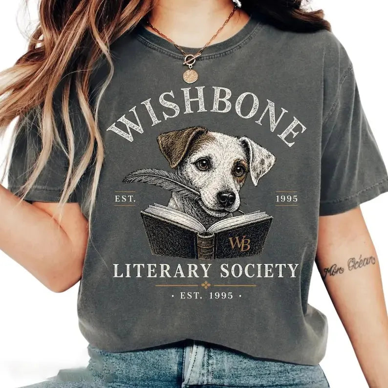Wishbone Dog Vintage Literary Society Book Lover Gift T-Shirt / Sweatshirt / Hoodie