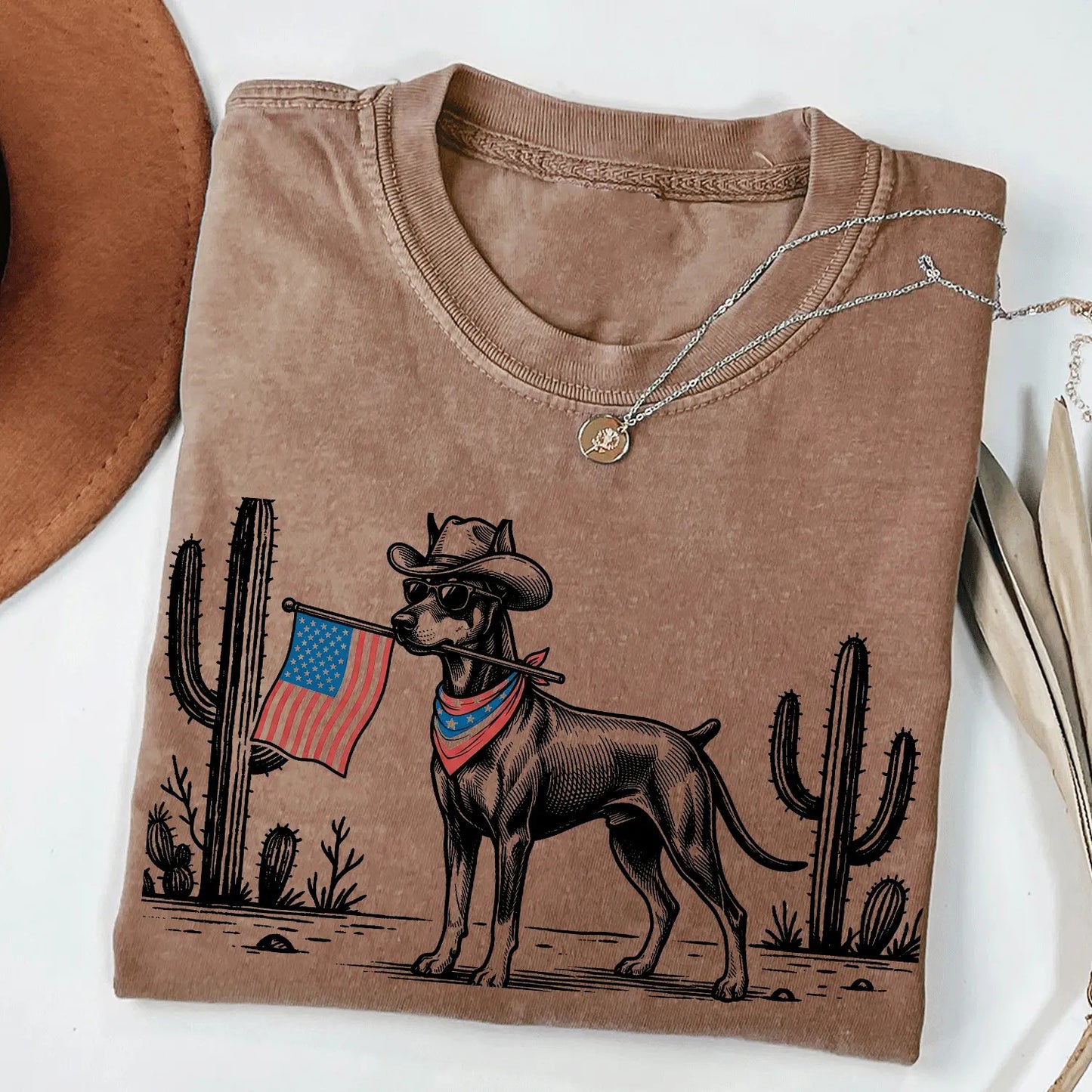 Patriotic Dog Shirt 50+ Dog Breeds Western Cowboy Dog T-Shirt / Sweatshirt / Hoodie