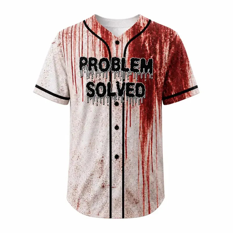 Problem Solved Horror Movie Baseball Jersey
