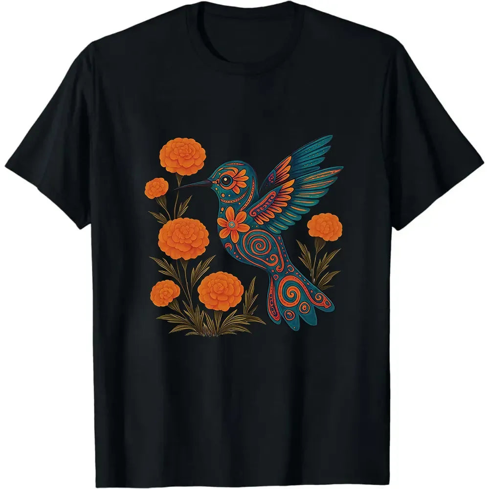Alebrije Hummingbird Mexican Folk Art Marigold Cultural Graphic T-Shirt / Sweatshirt / Hoodie
