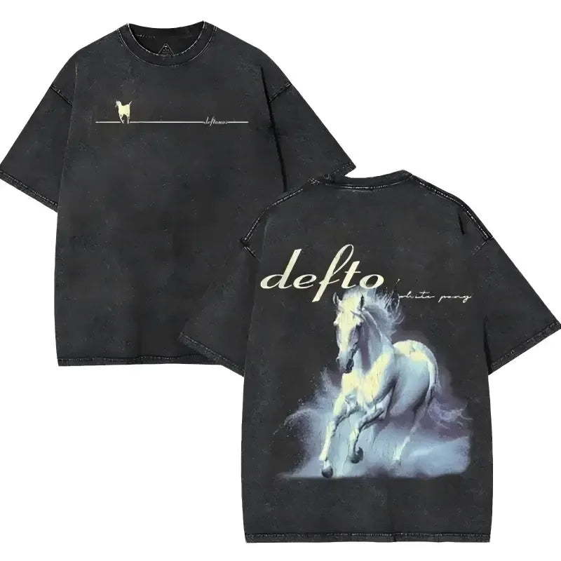 Defto White Pony Running Horse Graphic T-Shirt / Sweatshirt / Hoodie