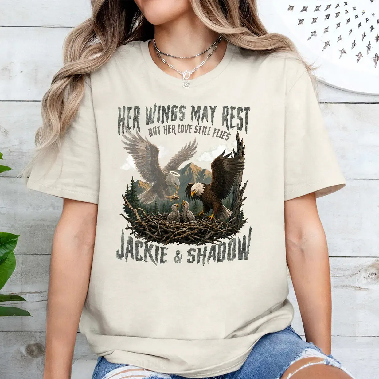 Jackie And Shadow Her Wings May Rest Eagle Tribute Wildlife Graphic T-Shirt / Sweatshirt / Hoodie