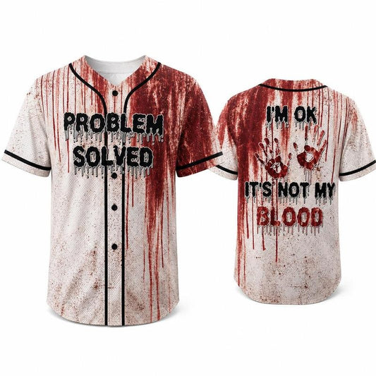 Problem Solved Horror Movie Baseball Jersey