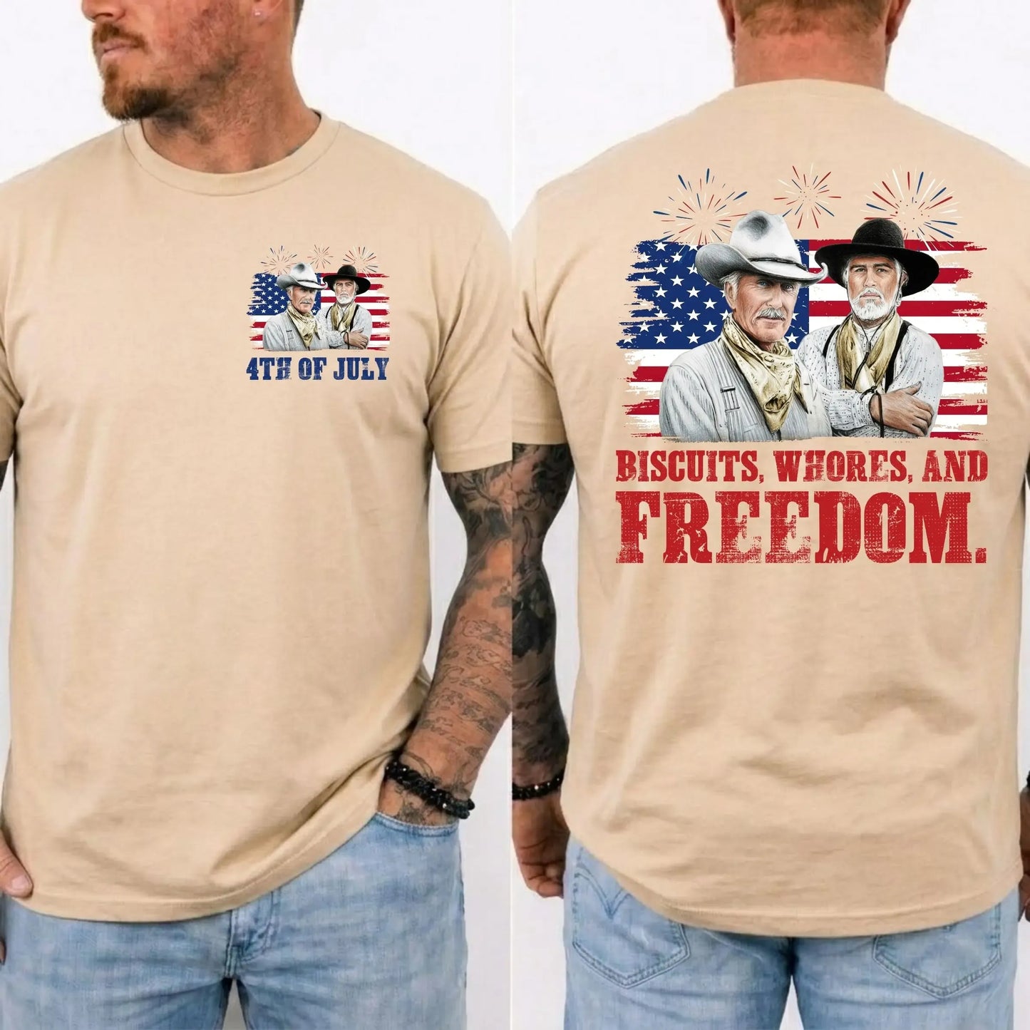 Biscuits Whores And Freedom 4th Of July Western Graphic T-Shirt / Sweatshirt / Hoodie