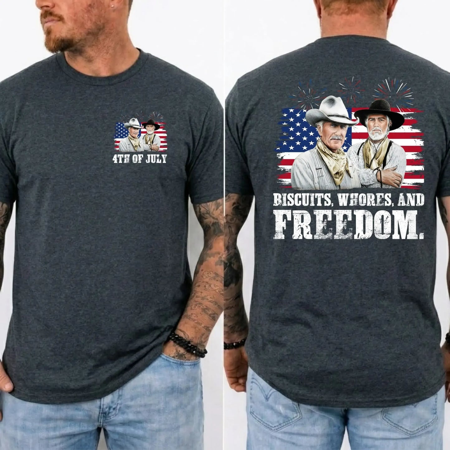 Biscuits Whores And Freedom 4th Of July Western Graphic T-Shirt / Sweatshirt / Hoodie
