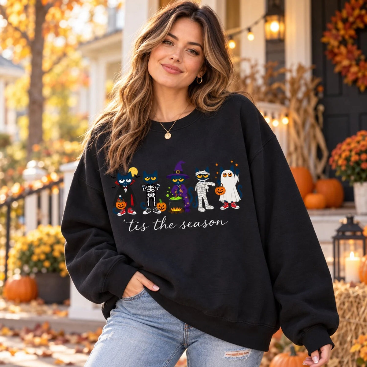 Cat Halloween Teacher Cute Gift T-Shirt / Sweatshirt / Hoodie