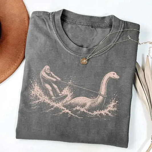 Funny Bigfoot Loch Ness Monster Cryptid Waterskiing Sasquatch Gift T-Shirt / Sweatshirt / Hoodie