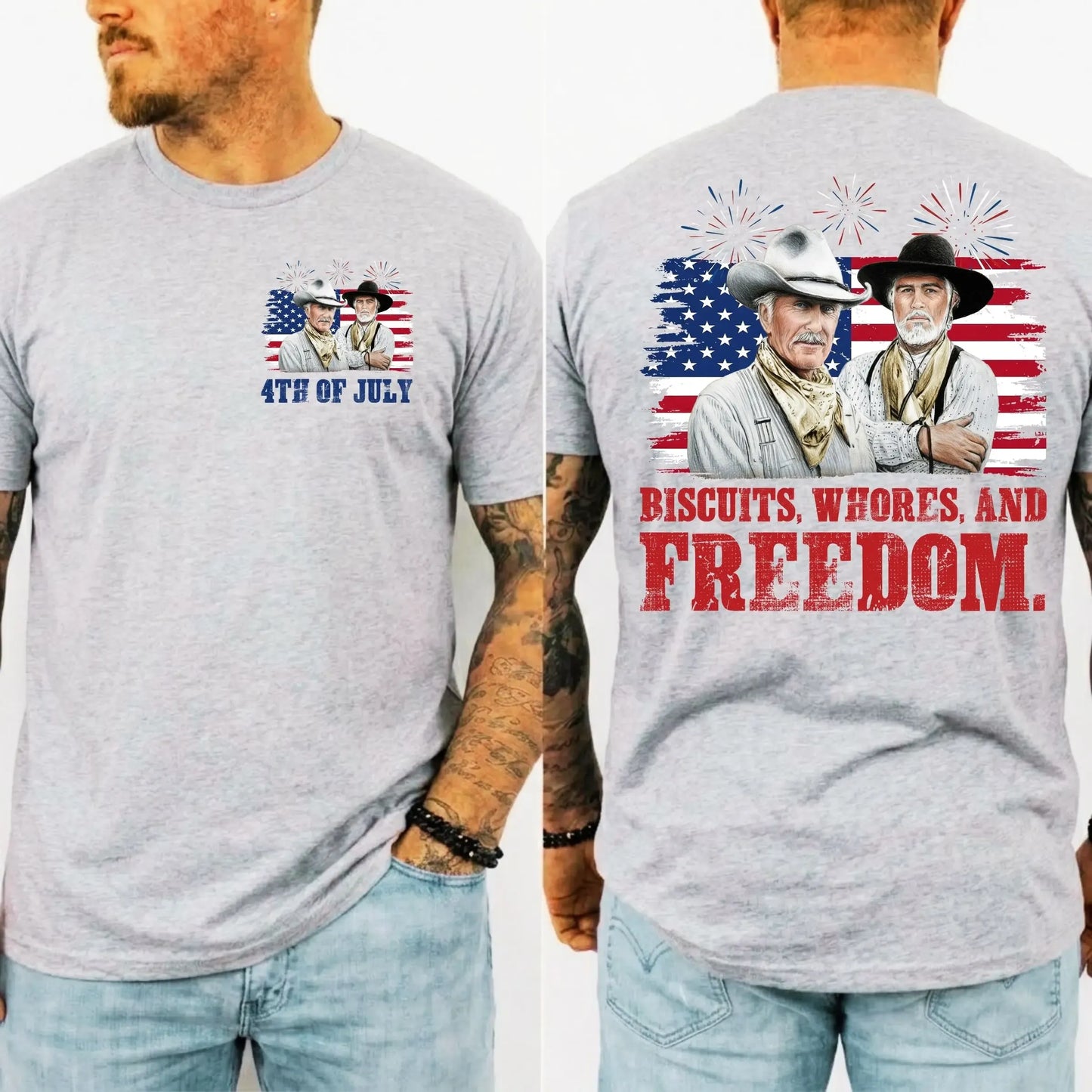 Biscuits Whores And Freedom 4th Of July Western Graphic T-Shirt / Sweatshirt / Hoodie