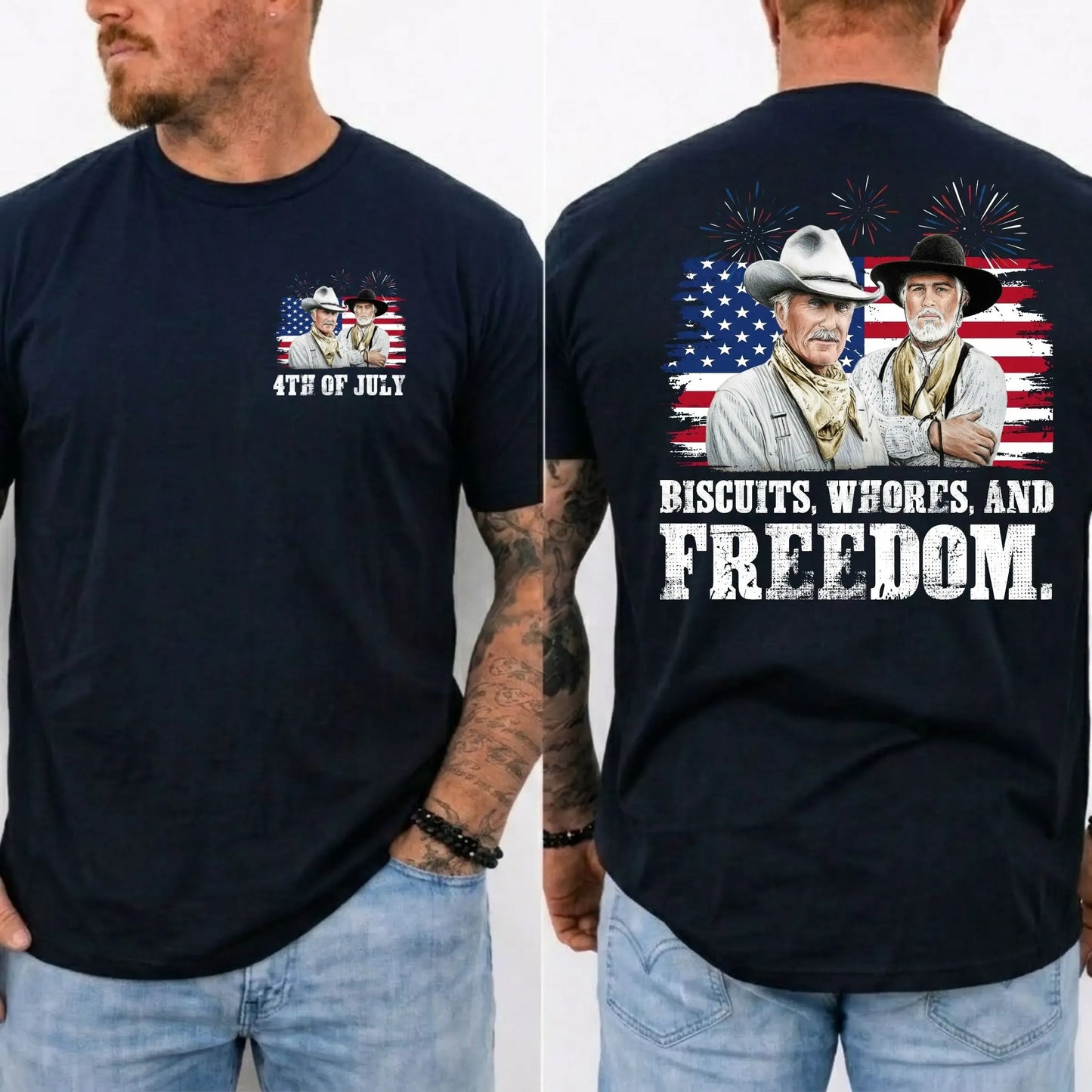 Biscuits Whores And Freedom 4th Of July Western Graphic T-Shirt / Sweatshirt / Hoodie