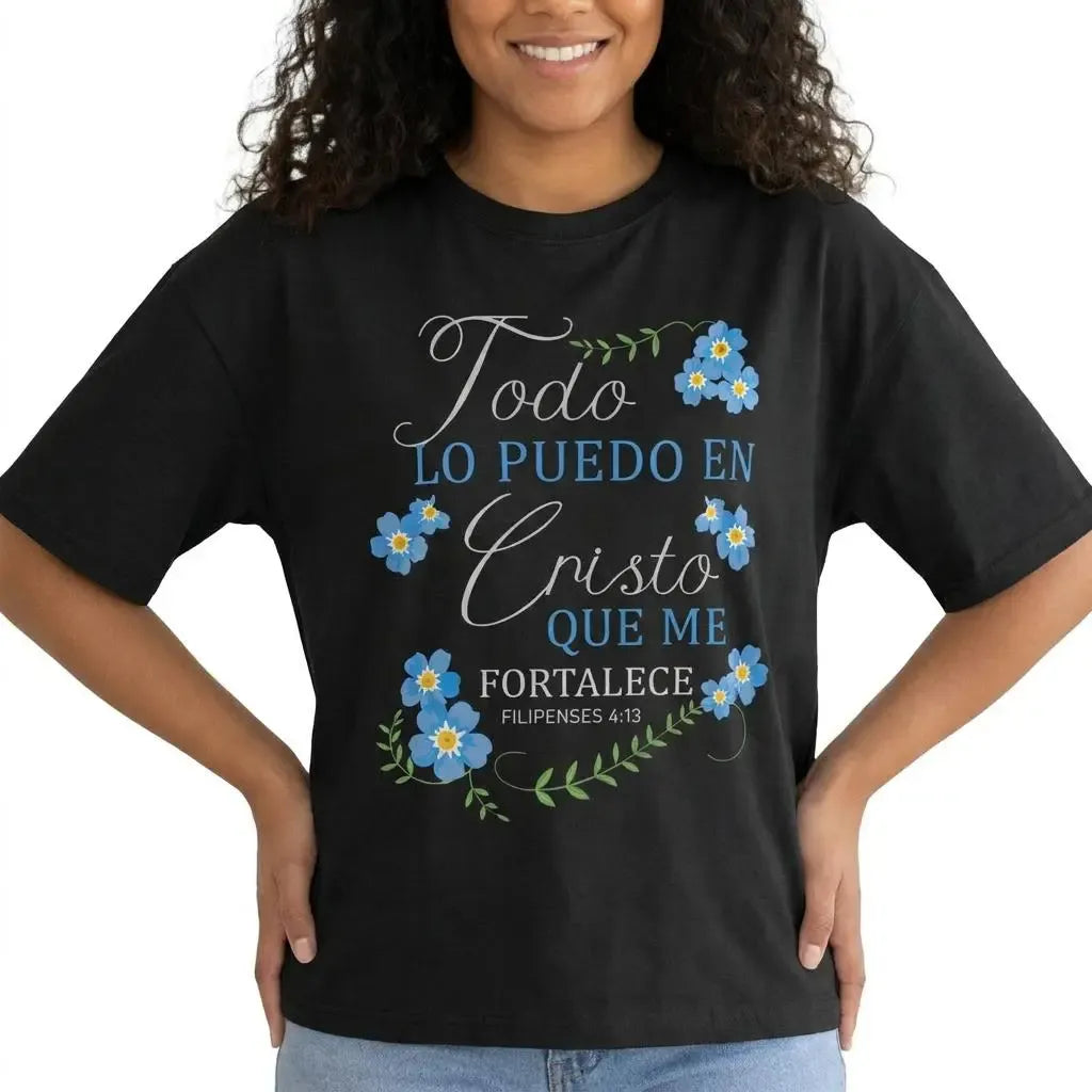Todo Lo Puedo En Cristo Spanish Christian Floral Bible Verse T-Shirt / Sweatshirt / Hoodie