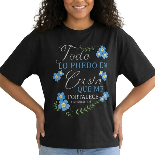 Todo Lo Puedo En Cristo Spanish Christian Floral Bible Verse T-Shirt / Sweatshirt / Hoodie