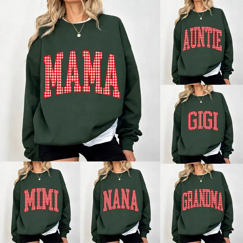 Customize MAMA Gingham Christmas T-Shirt / Sweatshirt / Hoodie