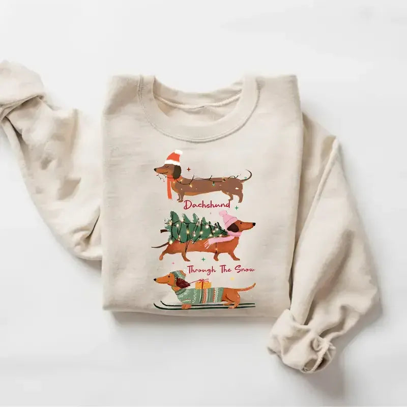Christmas Wiener Dog Cute Dachshund Holiday T-Shirt / Sweatshirt / Hoodie