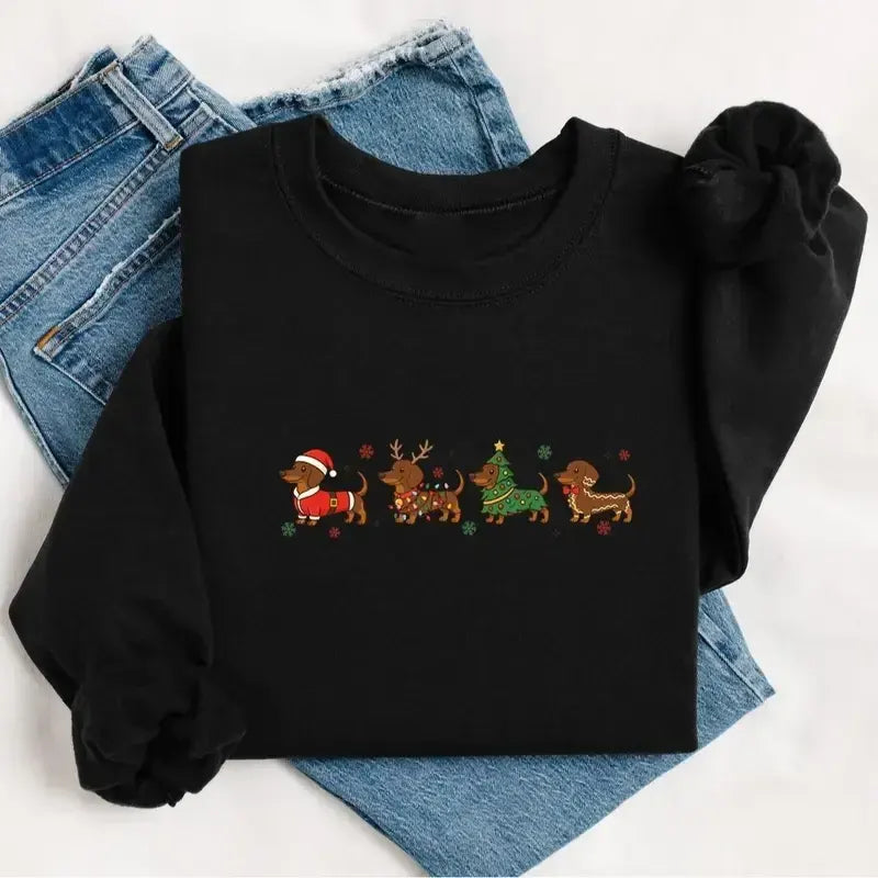 Christmas Wiener Dog Cute Dachshund Holiday T-Shirt / Sweatshirt / Hoodie
