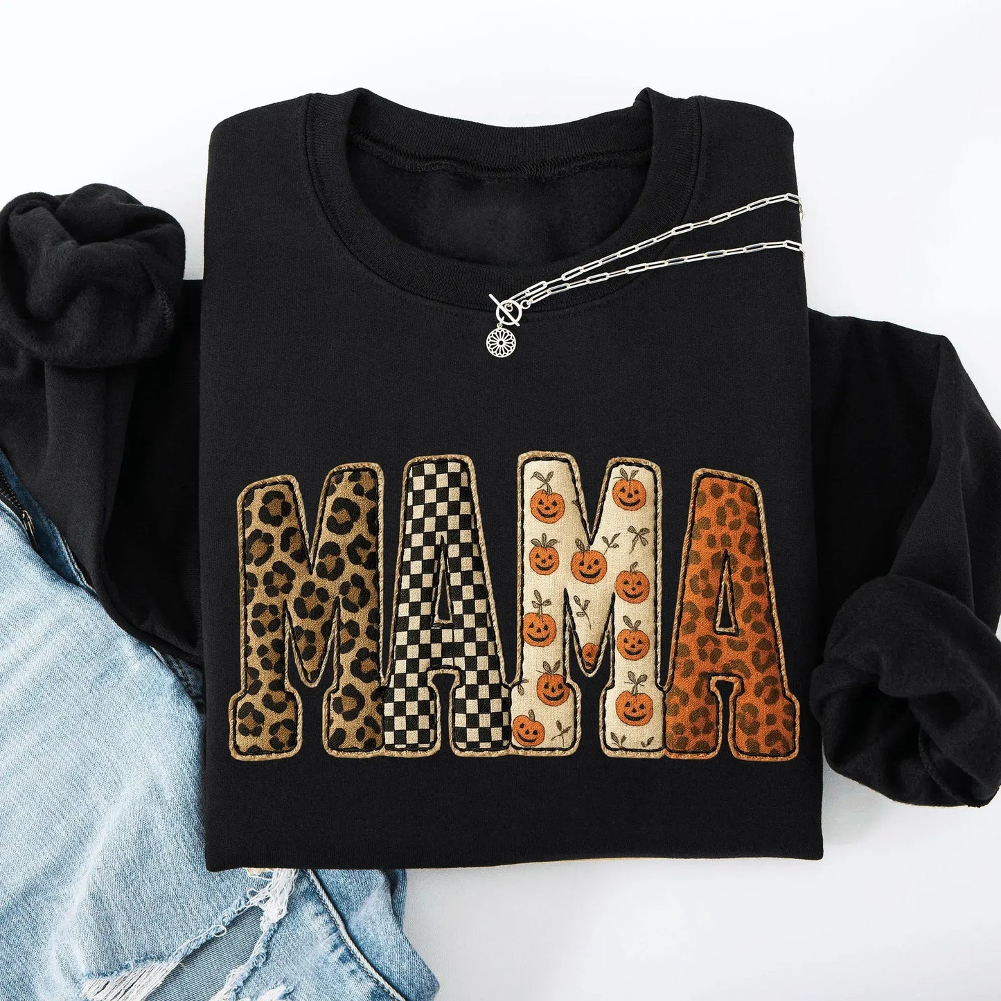 Mama Leopard And Checkered Pumpkin Printed T-Shirt / Sweatshirt / Hoodie