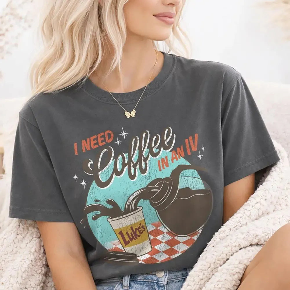 I Need Coffee In An IV Coffee Lover Bookish T-Shirt / Sweatshirt / Hoodie