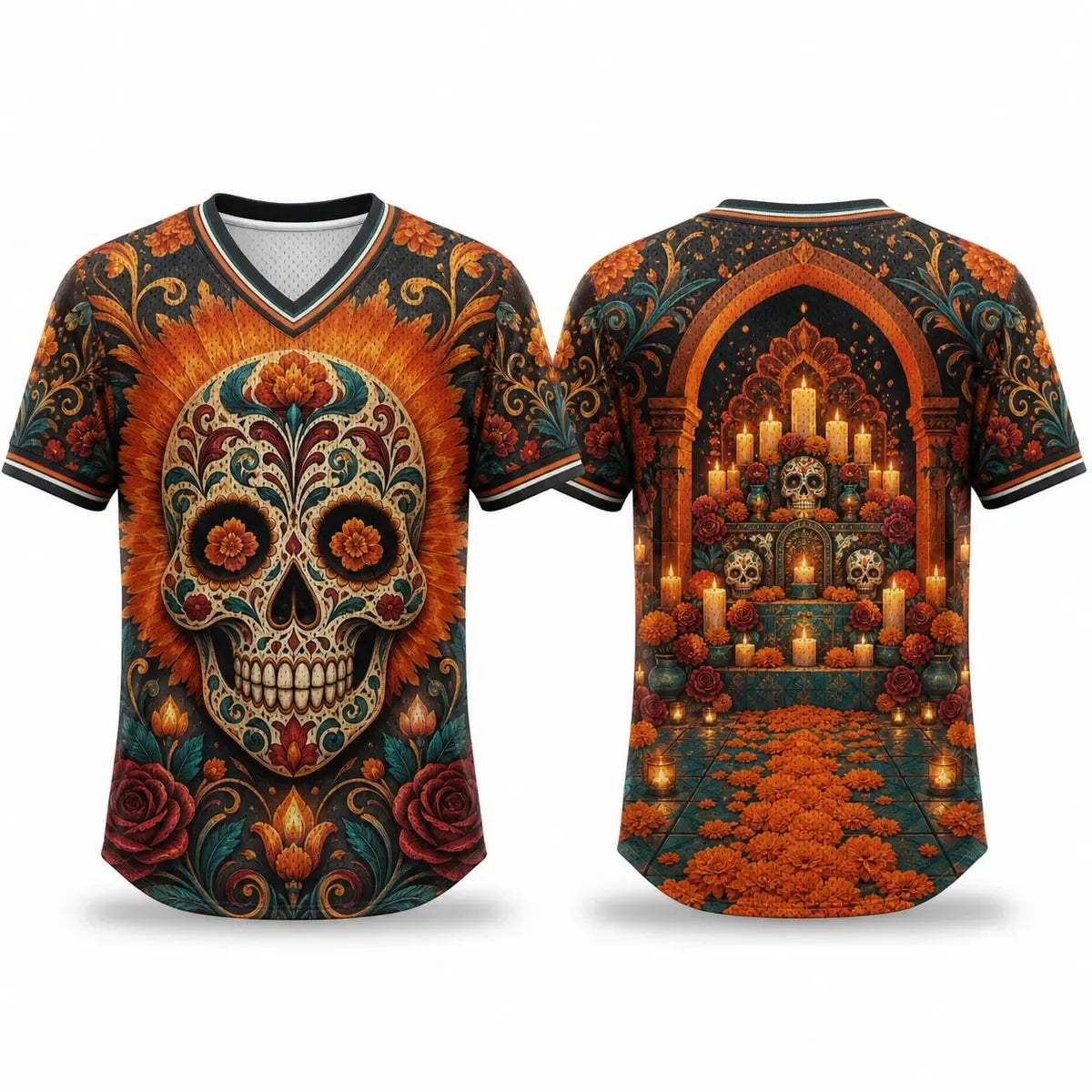 Ember Marigold Altar All Over Print V Neck Jersey