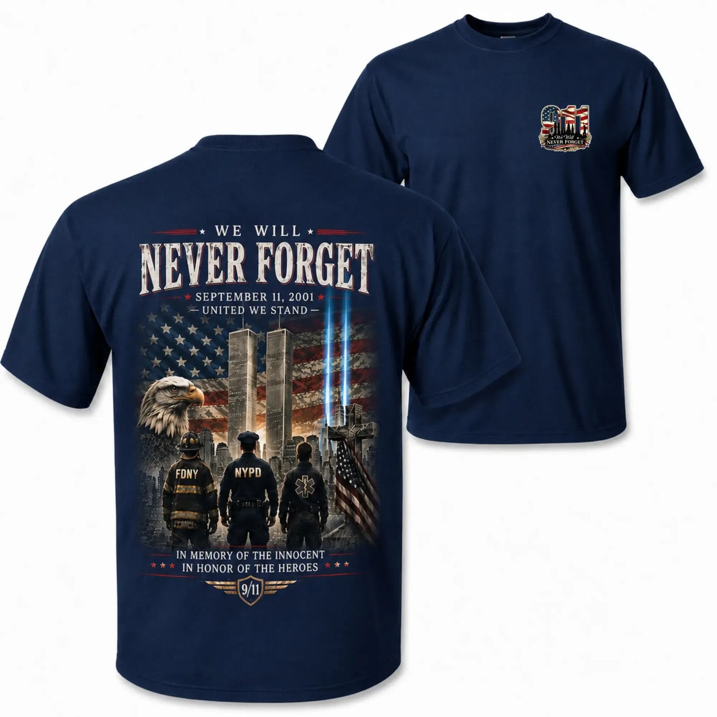 9/11 Memorial Twin Towers Graphic American Flag Eagle First Responder Patriot T-Shirt / Sweatshirt / Hoodie