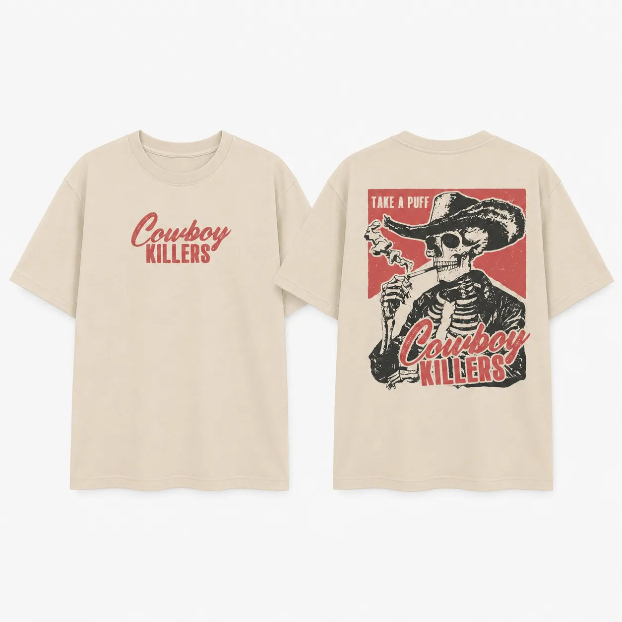 Smoking Skeleton Western Punk Retro Casual Graphic T-Shirt / Sweatshirt / Hoodie