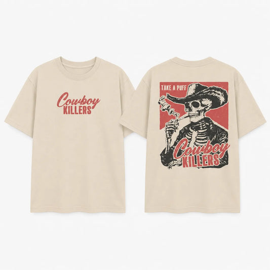 Smoking Skeleton Western Punk Retro Casual Graphic T-Shirt / Sweatshirt / Hoodie