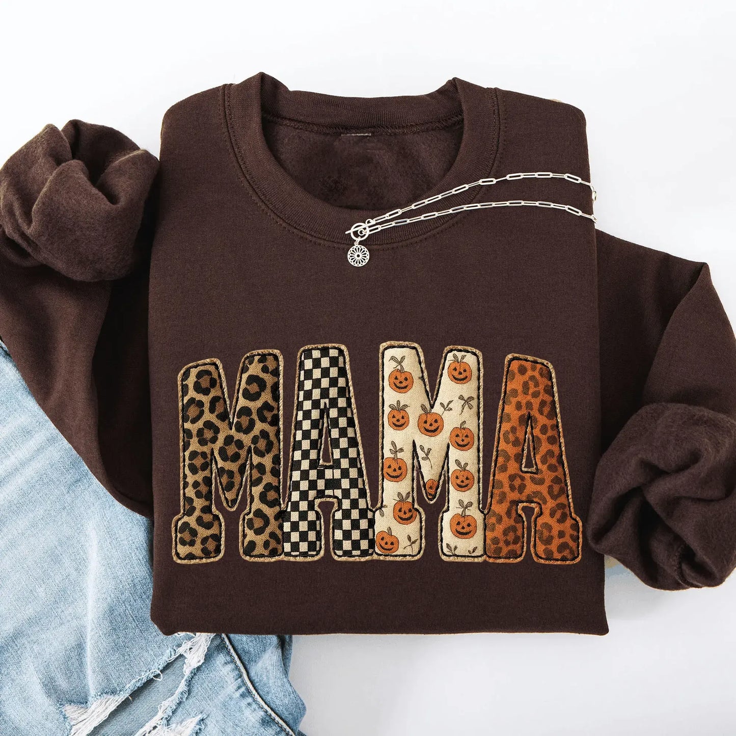 Mama Leopard And Checkered Pumpkin Printed T-Shirt / Sweatshirt / Hoodie
