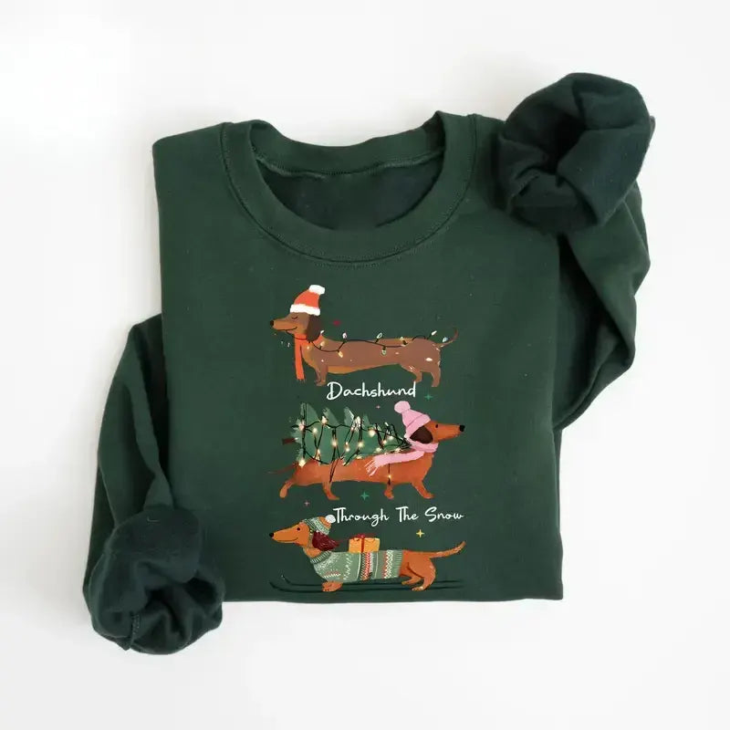 Christmas Wiener Dog Cute Dachshund Holiday T-Shirt / Sweatshirt / Hoodie