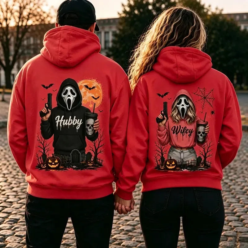 Hubby Wifey Halloween Spooky Season Couple Matching T-Shirt / Sweatshirt / Hoodie