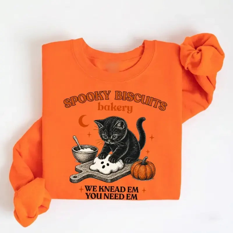 Spooky Biscuits Black Cat Halloween Vintage Baking Pumpkin Fall Cute Cat Lover Gift T-Shirt / Sweatshirt / Hoodie