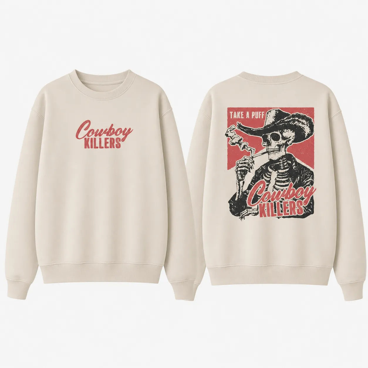 Smoking Skeleton Western Punk Retro Casual Graphic T-Shirt / Sweatshirt / Hoodie