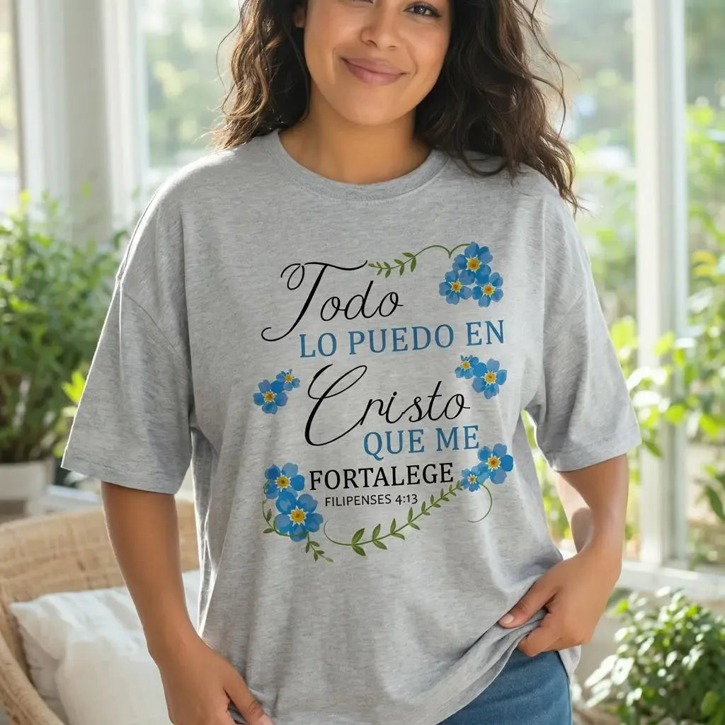 Todo Lo Puedo En Cristo Spanish Christian Floral Bible Verse T-Shirt / Sweatshirt / Hoodie