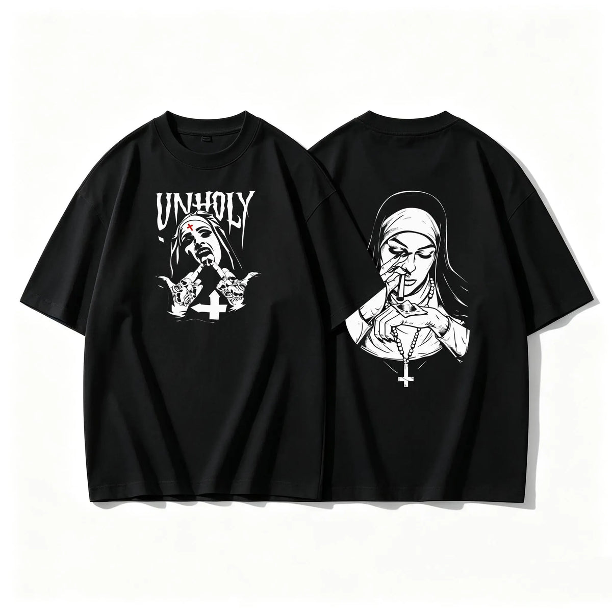 Unholy Nun Graphic Edgy Gothic Streetwear T-Shirt / Sweatshirt / Hoodie