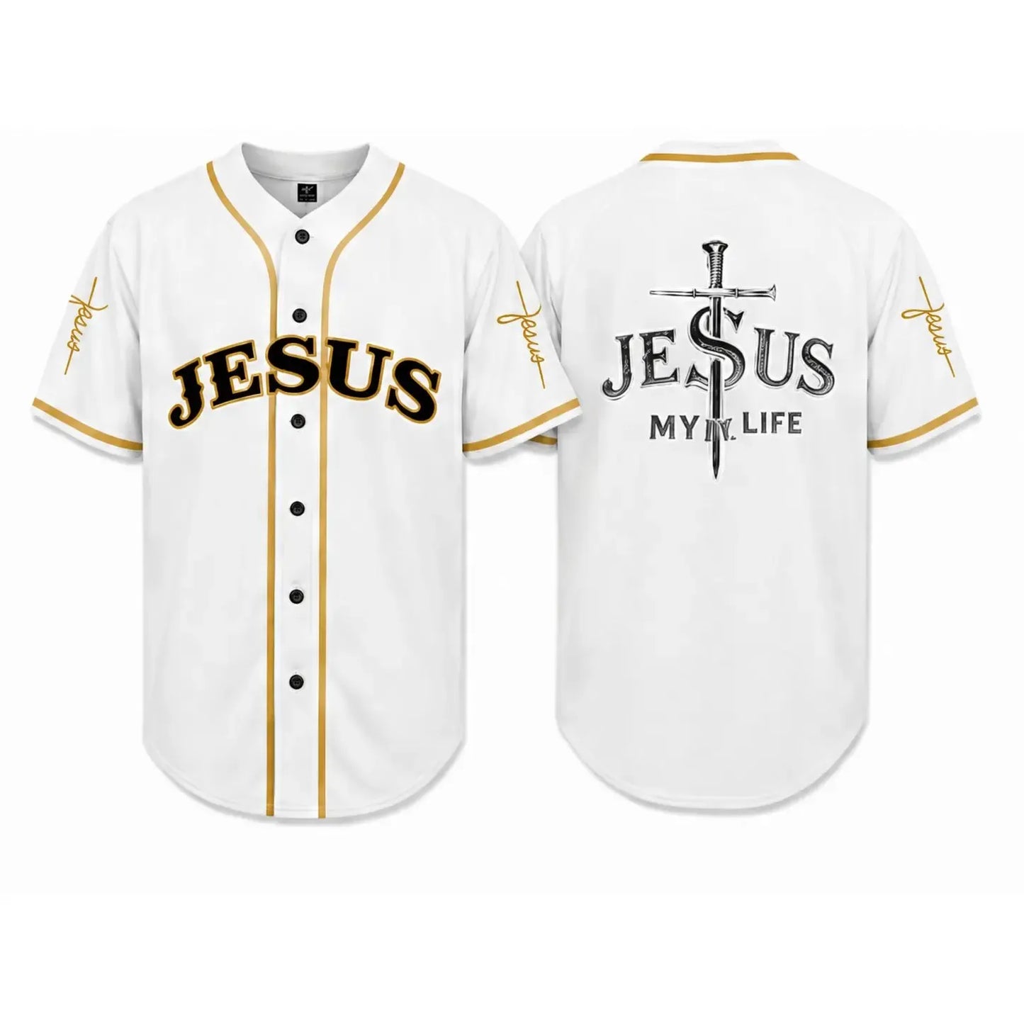Vintage Faith Cross Print Casual Ethnic Pattern Breathable for Christian Sports Baseball Jersey
