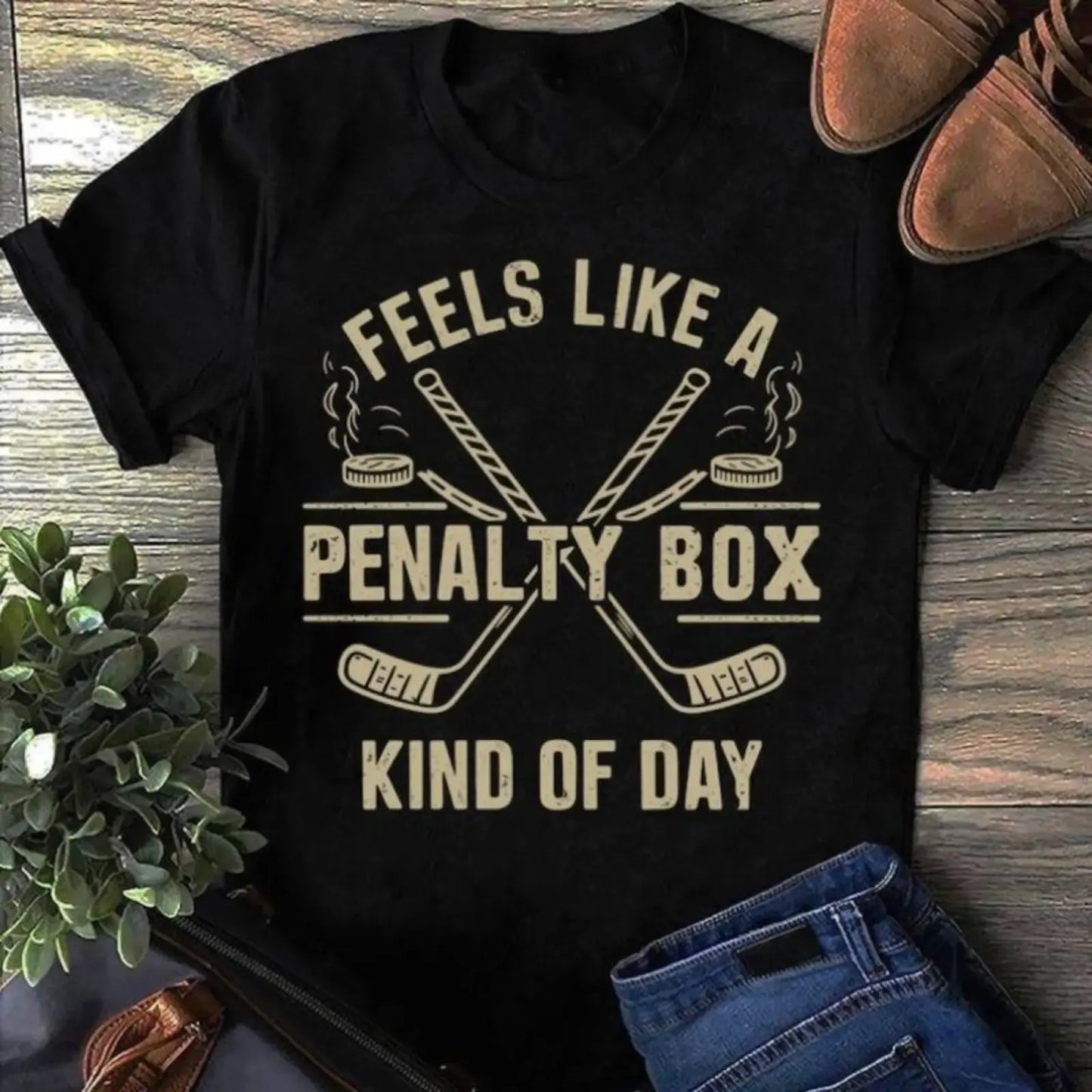 Feels Like A Penalty Box Kind Of Day Hockey Fan Vintage Graphic T-Shirt / Sweatshirt / Hoodie