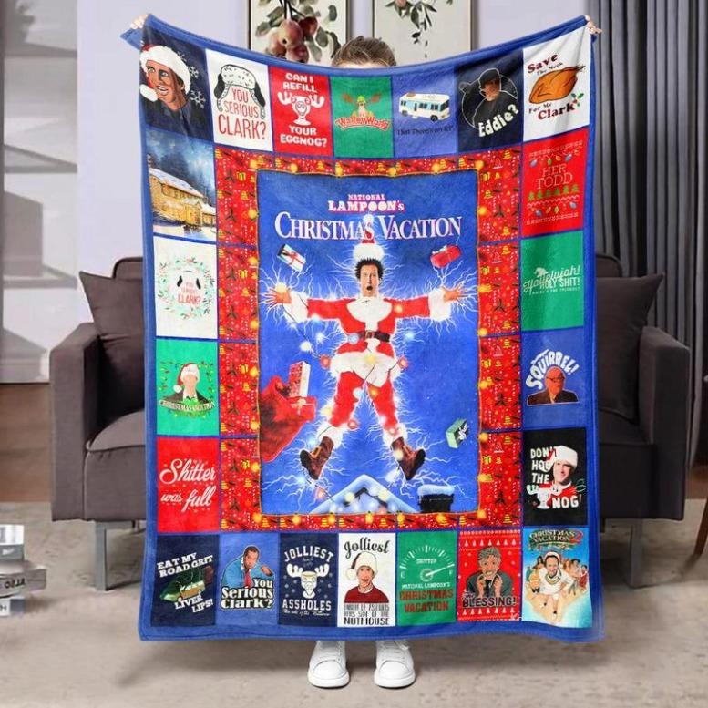Christmas Vacation Movie Theme Funny Holiday Quotes Pattern Gift Flannel Blanket