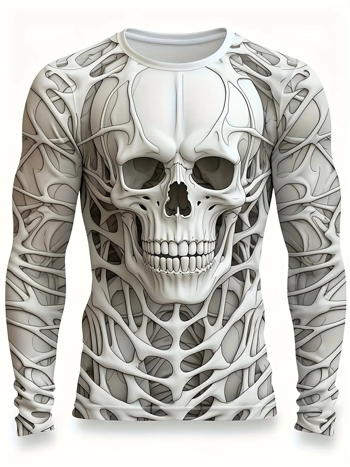 Halloween 3D-Effect Skull-Print Long-Sleeve Top
