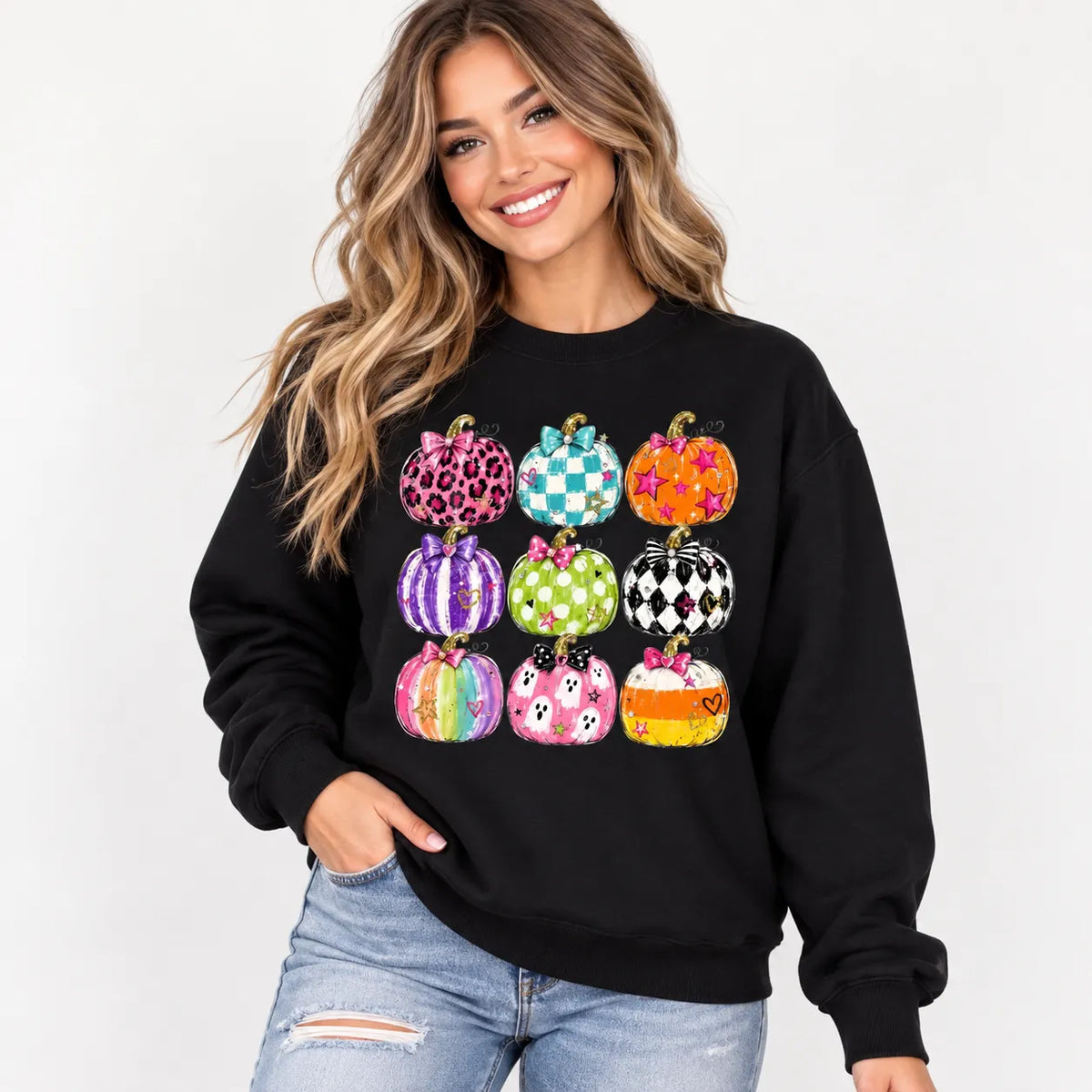Halloween Pumpkin Cute Spooky Season Colorful Coquette Graphic T-Shirt / Sweatshirt / Hoodie